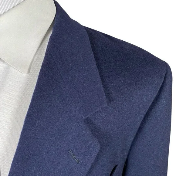 Canali Loro Piana Wool & Cashmere Navy Blazer 46R 46L Crest Buttons Sport Coat
